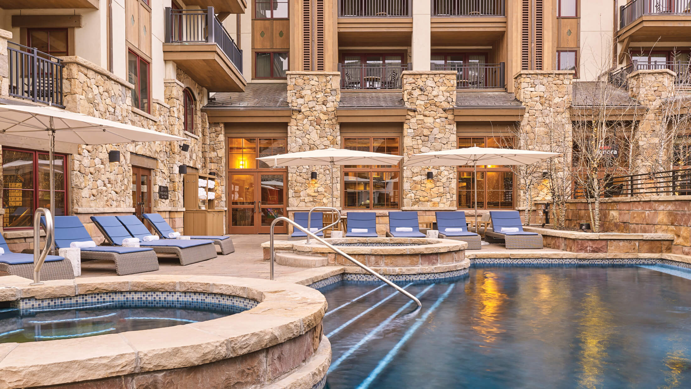 the spectacular outdoor pool and jacuzzi at the Sebastian Vail